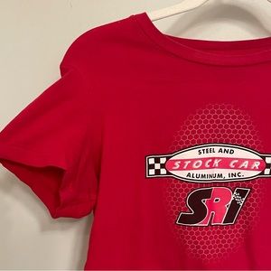 100% COTTON red, cropped stock car t-shirt!